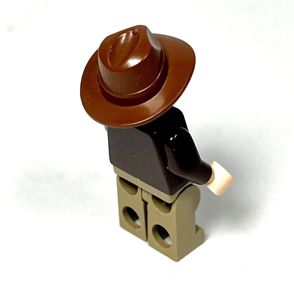 LEGO Indiana Jones Minifigure Dark Brown Jacket Tan Open Shirt Fedora iaj001